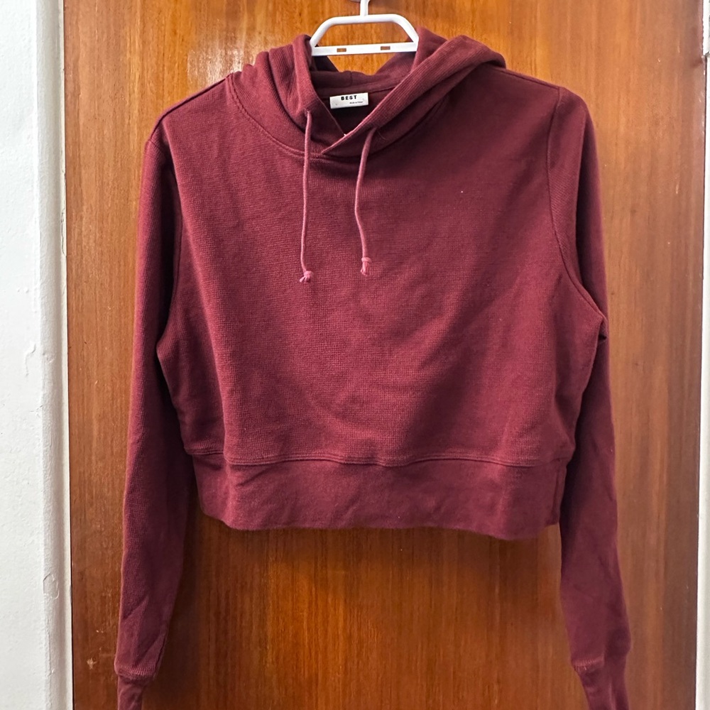 Sunday Best Cropped Hoodie in Deep Burgundy